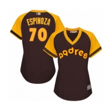 Women's San Diego Padres #70 Anderson Espinoza Authentic Brown Alternate Cooperstown Cool Base Baseball Player Jersey