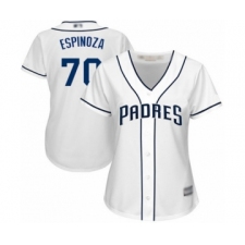 Women's San Diego Padres #70 Anderson Espinoza Authentic White Home Cool Base Baseball Player Jersey