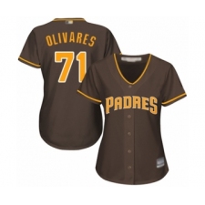 Women's San Diego Padres #71 Edward Olivares Authentic Brown Alternate Cool Base Baseball Player Jersey