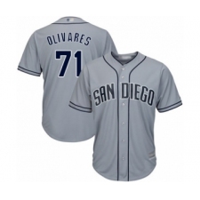 Women's San Diego Padres #71 Edward Olivares Authentic Grey Road Cool Base Baseball Player Jersey