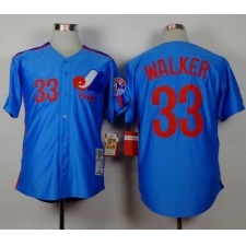 Mitchell and Ness Expos #33 Larry Walker Blue Stitched Throwback Baseball Jersey