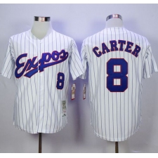 Mitchell And Ness 1982 Expos #8 Gary Carter White(Black Strip) Throwback Stitched Baseball Jersey