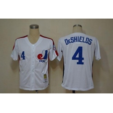 Mitchell And Ness Expos #4 Delino Deshields White Throwback Stitched Baseball Jersey