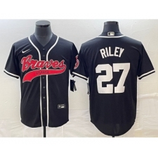 Men's Atlanta Braves #27 Austin Riley Black Cool Base Stitched Baseball Jersey1