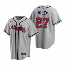 Men's Nike Atlanta Braves #27 Austin Riley Gray Road Stitched Baseball Jersey