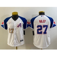 Youth Atlanta Braves #27 Austin Riley Number White 2023 City Connect Cool Base Stitched Jersey