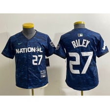 Youth Nike Atlanta Braves #27 Austin Riley Number Royal 2023 All Star Cool Base Stitched Baseball Jersey
