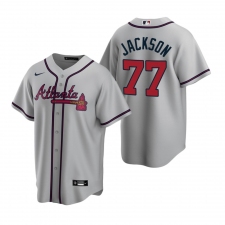 Men's Nike Atlanta Braves #77 Luke Jackson Gray Road Stitched Baseball Jersey