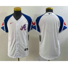 Youth Atlanta Braves Blank White 2023 City Connect Cool Base Stitched Jersey
