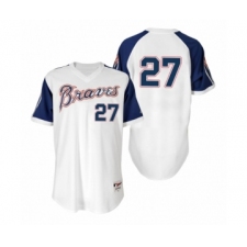 Men's Fred McGriff #27 Braves White 1974 Turn Back the Clock Authentic Jersey
