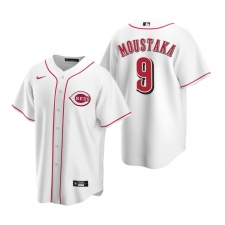 Men's Nike Cincinnati Reds #9 Mike Moustakas White Home Stitched Baseball Jersey