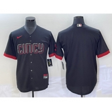 Men's Cincinnati Reds Blank Black 2023 City Connect Cool Base Stitched Jersey