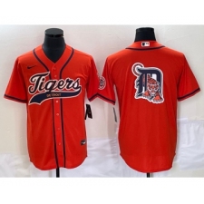 Men's Detroit Tigers Orange Team Big Logo Cool Base Stitched Baseball Jersey