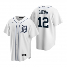 Men's Nike Detroit Tigers #12 Brandon Dixon White Home Stitched Baseball Jersey