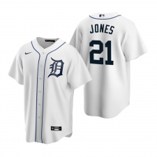 Men's Nike Detroit Tigers #21 JaCoby Jones White Home Stitched Baseball Jersey