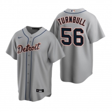 Men's Nike Detroit Tigers #56 Spencer Turnbull Gray Road Stitched Baseball Jersey