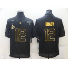 Men's Tampa Bay Buccaneers #12 Tom Brady 2020 Black Gold Salute To Service With Super Bowl Patch Limited Jersey