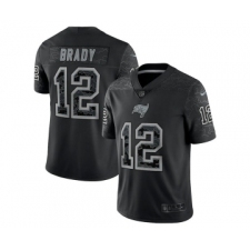 Men's Tampa Bay Buccaneers #12 Tom Brady Black Reflective Limited Stitched Jersey