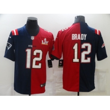 Men's Tampa Bay Buccaneers #12 Tom Brady Blue Red Bowl LV Limited Split Fashion Football Jersey