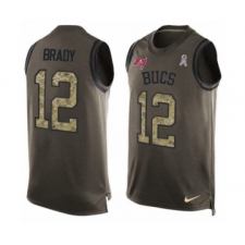 Men's Tampa Bay Buccaneers #12 Tom Brady Green Limited Salute To Service Tank Top Jersey