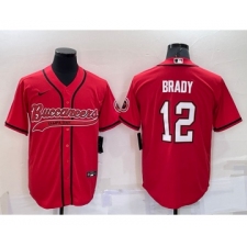Men's Tampa Bay Buccaneers #12 Tom Brady Red Stitched Cool Base Nike Baseball Jersey