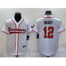 Men's Tampa Bay Buccaneers #12 Tom Brady White Cool Base Stitched Baseball Jersey