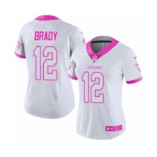 Women's Tampa Bay Buccaneers #12 Tom Brady Limited White Pink Rush Fashion Football Jersey