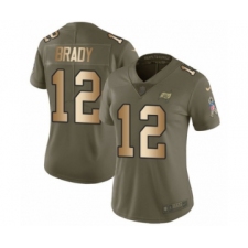 Women's Tampa Bay Buccaneers #12 Tom Brady Olive Gold Limited 2017 Salute To Service Jersey
