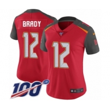 Women's Tampa Bay Buccaneers #12 Tom Brady Red Team Color Vapor Untouchable Limited Player 100th Season Football Jersey