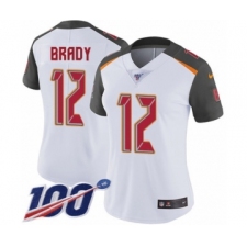 Women's Tampa Bay Buccaneers #12 Tom Brady White Vapor Untouchable Limited Player 100th Season Football Jersey