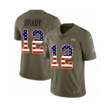 Youth Tampa Bay Buccaneers #12 Tom Brady Olive USA Flag Limited 2017 Salute To Service Jersey