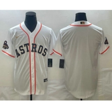 Men's Houston Astros Blank 2023 White Gold World Serise Champions Cool Base Stitched Jersey