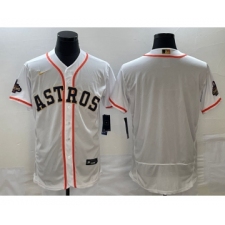 Men's Houston Astros Blank 2023 White Gold World Serise Champions Flex Base Stitched Jersey