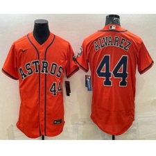 Men's Houston Astros #44 Yordan Alvarez Number Orange Stitched MLB Flex Base Nike Jersey