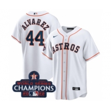 Men's Houston Astros #44 Yordan Alvarez White 2022 World Series Champions Home Stitched Baseball Jersey