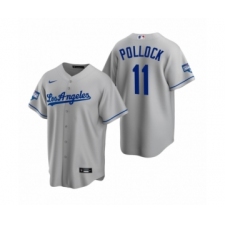 Men's Los Angeles Dodgers #11 A.J. Pollock Gray 2020 World Series Champions Road Replica Jersey