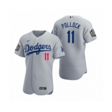 Men's Los Angeles Dodgers #11 A.J. Pollock Nike Gray 2020 World Series Authentic Jersey