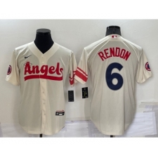 Men's Los Angeles Angels #6 Anthony Rendon Cream 2022 City Connect Cool Base Stitched Jersey