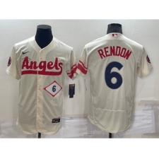 Men's Los Angeles Angels #6 Anthony Rendon Number Cream 2022 City Connect Flex Base Stitched Jersey