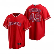 Men's Nike Los Angeles Angels #49 Julio Teheran Red Alternate Stitched Baseball Jersey