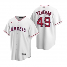 Men's Nike Los Angeles Angels #49 Julio Teheran White Home Stitched Baseball Jersey