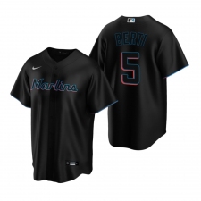 Men's Nike Miami Marlins #5 Jon Berti Black Alternate Stitched Baseball Jersey