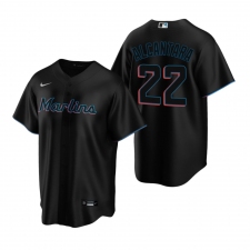 Men's Nike Miami Marlins #22 Sandy Alcantara Black Alternate Stitched Baseball Jersey