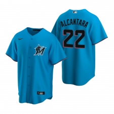 Men's Nike Miami Marlins #22 Sandy Alcantara Blue Alternate Stitched Baseball Jersey