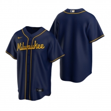 Men's Nike Milwaukee Brewers Blank Navy Alternate Stitched Baseball Jersey