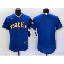 Men's Seattle Mariners Blank Blue 2023 City Connect Flex Base Stitched Jersey