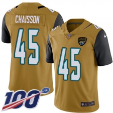 Men's Jacksonville Jaguars #45 K'Lavon Chaisson Gold Stitched NFL Limited Rush 100th Season Jersey