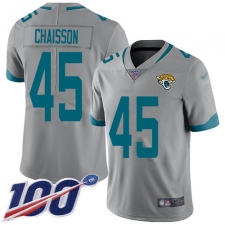 Men's Jacksonville Jaguars #45 K'Lavon Chaisson Silver Stitched NFL Limited Inverted Legend 100th Season Jersey