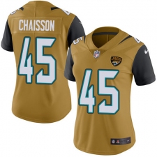 Women's Jacksonville Jaguars #45 K'Lavon Chaisson Gold Stitched NFL Limited Rush Jersey