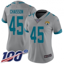 Women's Jacksonville Jaguars #45 K'Lavon Chaisson Silver Stitched NFL Limited Inverted Legend 100th Season Jersey